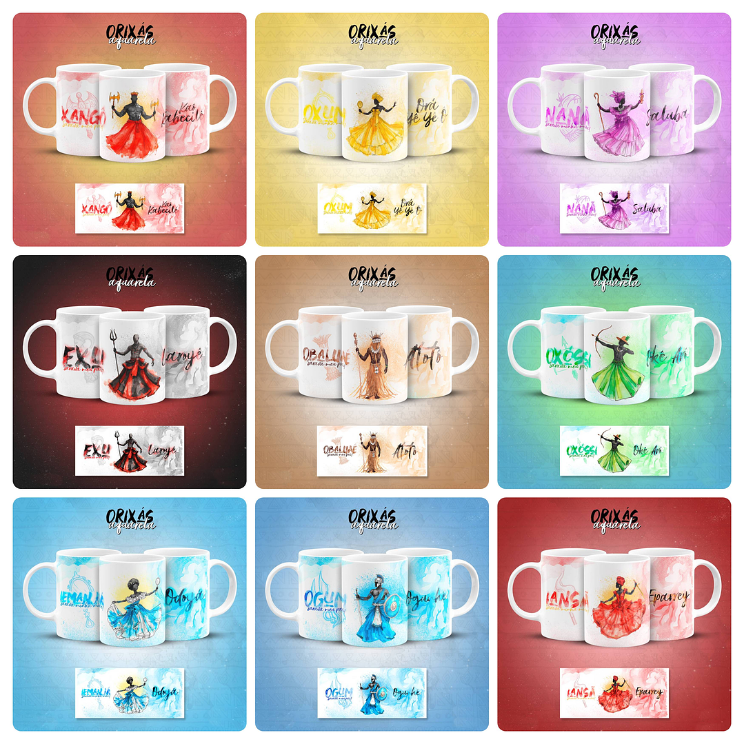 20 Artes para Caneca Orixás Aquarela Arquivo em Jpg 2