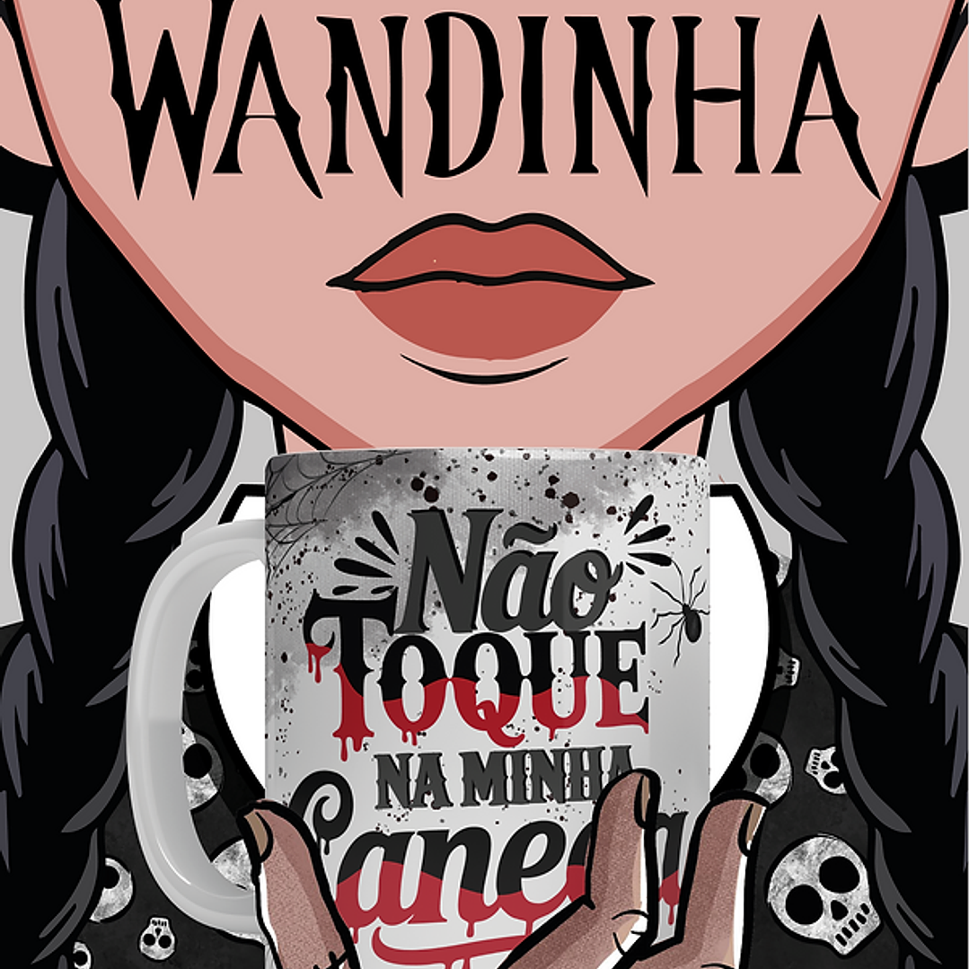 22 Artes para Caneca Wandinha Boquinha Bocão Arquivo em Jpg 1