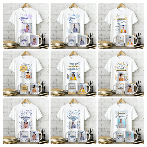 72 Artes para Caneca e Camisa Com e sem Foto Dia dos Professores Arquivo Editável