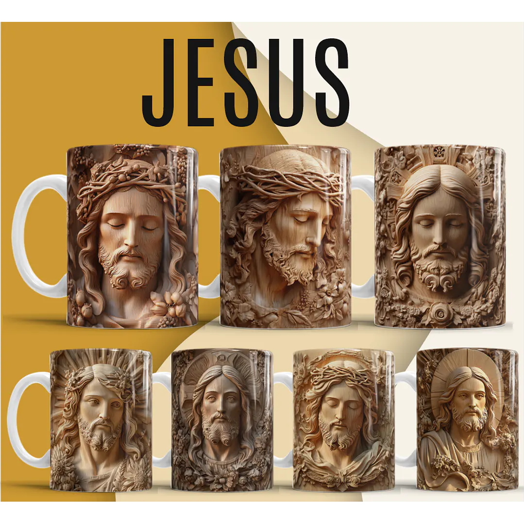 36 Artes para Caneca e Azulejo Jesus Cristo 3D Arquivo em Jpg  1