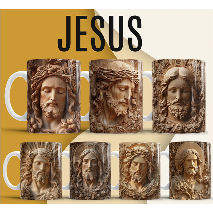36 Artes para Caneca e Azulejo Jesus Cristo 3D Arquivo em Jpg  1