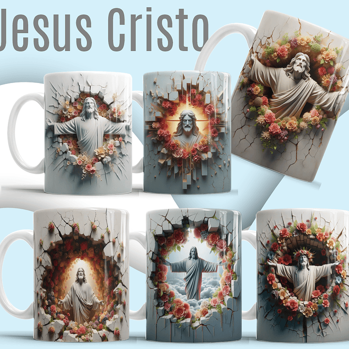 36 Artes para Caneca e Azulejo Jesus Cristo 3D Arquivo em Jpg  2