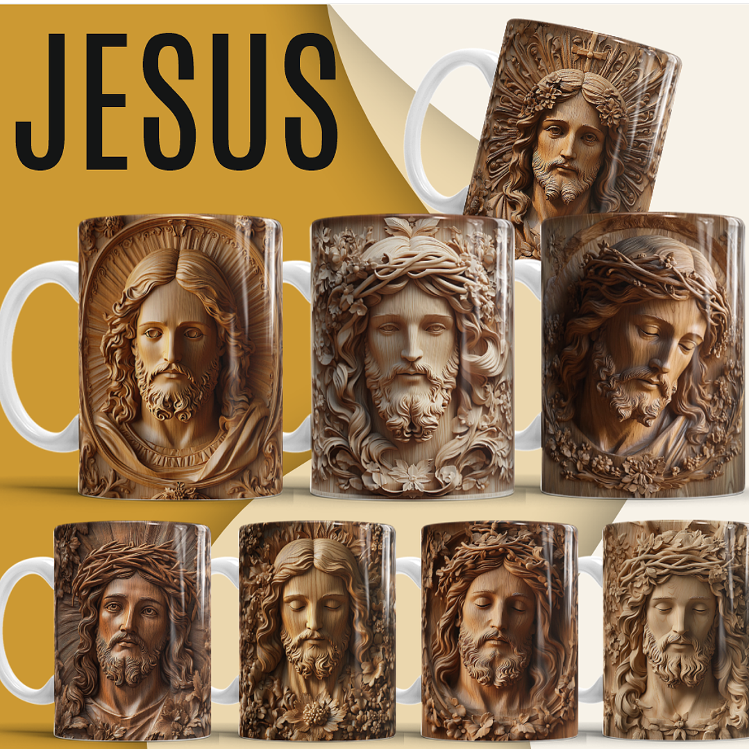 36 Artes para Caneca e Azulejo Jesus Cristo 3D Arquivo em Jpg  3