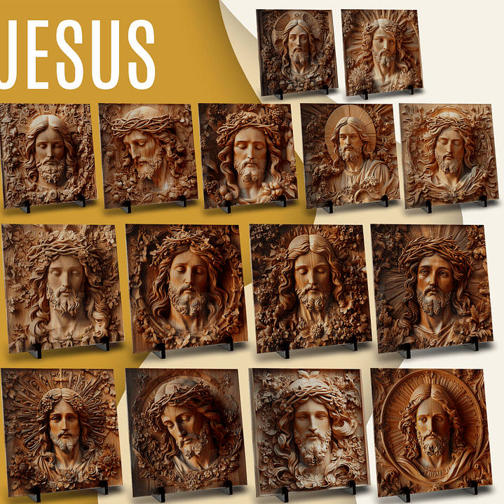 36 Artes para Caneca e Azulejo Jesus Cristo 3D Arquivo em Jpg  4