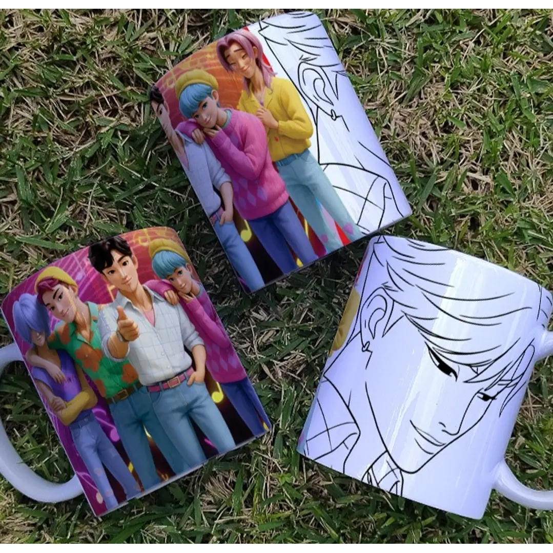 8 Artes para Caneca Colorir Guerreiras Do K-Pop Arquivo Editável 8