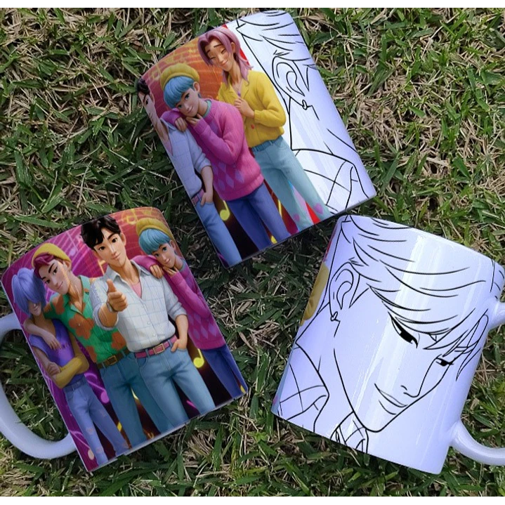 8 Artes para Caneca Colorir Guerreiras Do K-Pop Arquivo Editável 8