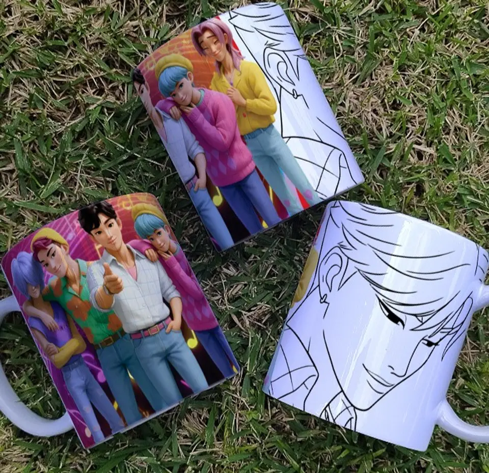 8 Artes para Caneca Colorir Guerreiras Do K-Pop Arquivo Editável 8