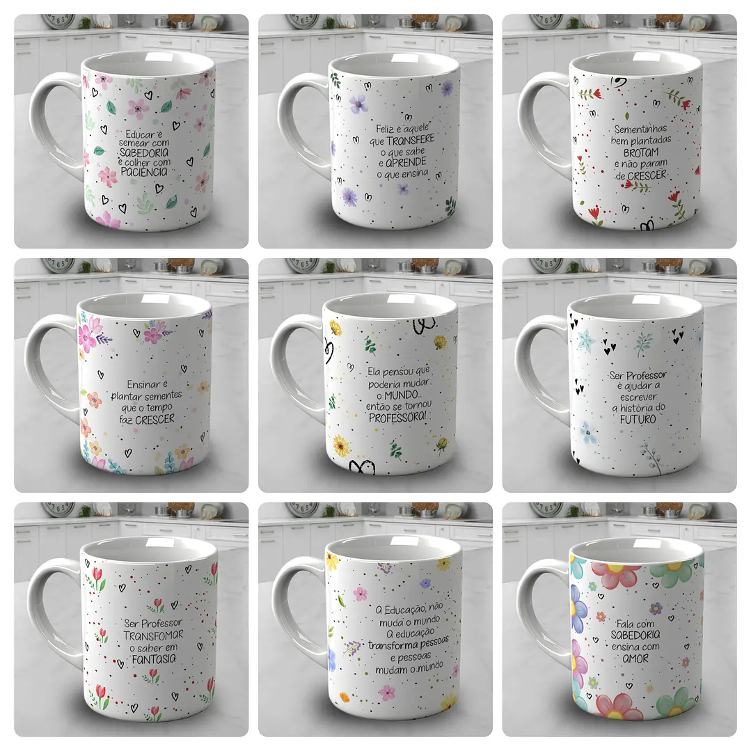20 Artes para Canecas Minimalista Dia do Professores Arquivo Editável  2