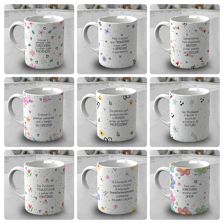20 Artes para Canecas Minimalista Dia do Professores Arquivo Editável  2