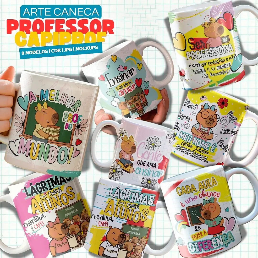 8 Artes para Caneca Capivara Professor Arquivo Editável  1