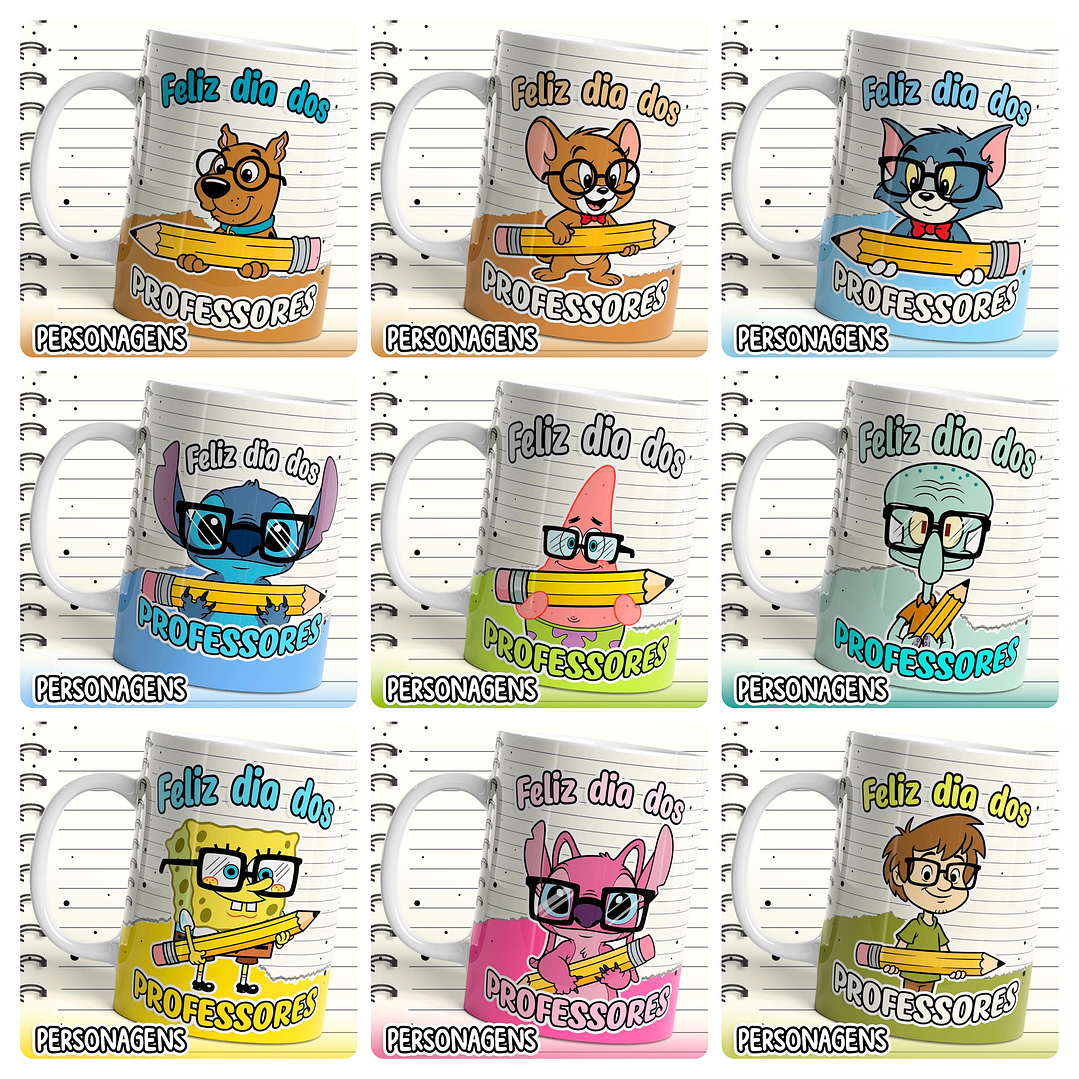 25 Artes para Caneca Personagens Professores Arquivo em Png 1