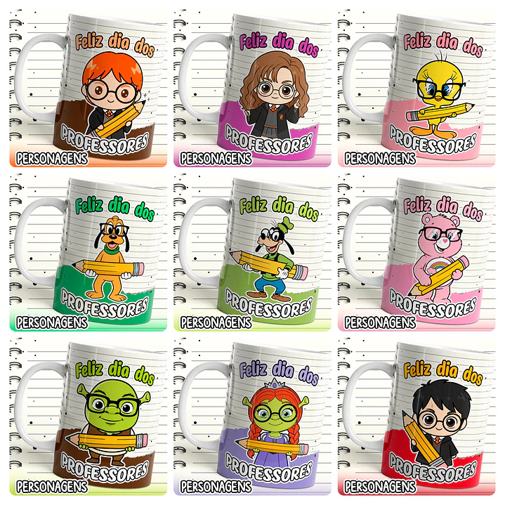 25 Artes para Caneca Personagens Professores Arquivo em Png 3