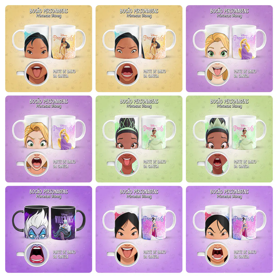 28 Artes para Caneca Bocão Princesas Arquivo em Jpg  3