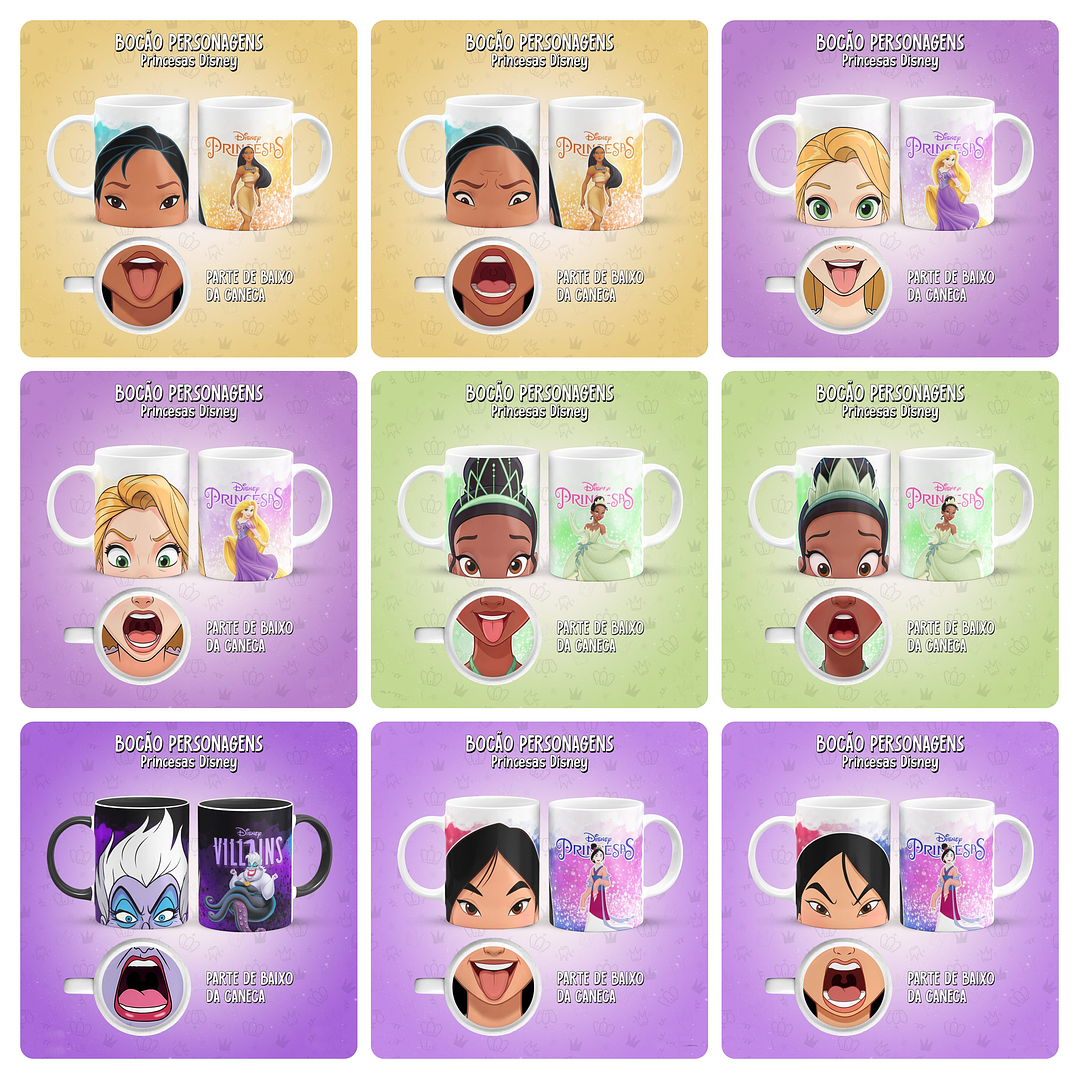 28 Artes para Caneca Bocão Princesas Arquivo em Jpg  3