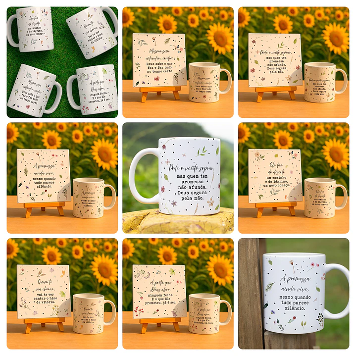 12 Artes para Caneca e Azulejo minimalista Deus Está no Controle Arquivo Editável 1
