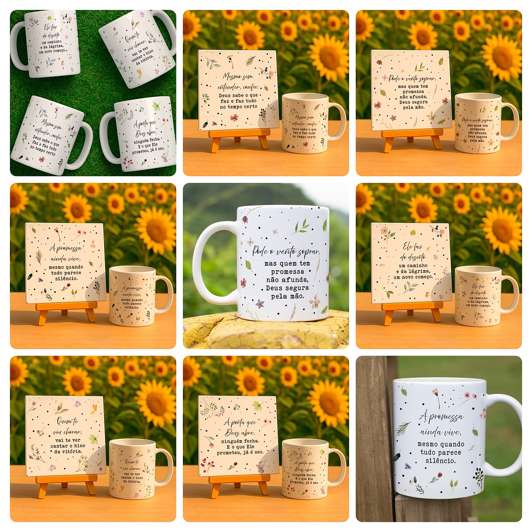 12 Artes para Caneca e Azulejo minimalista Deus Está no Controle Arquivo Editável 1