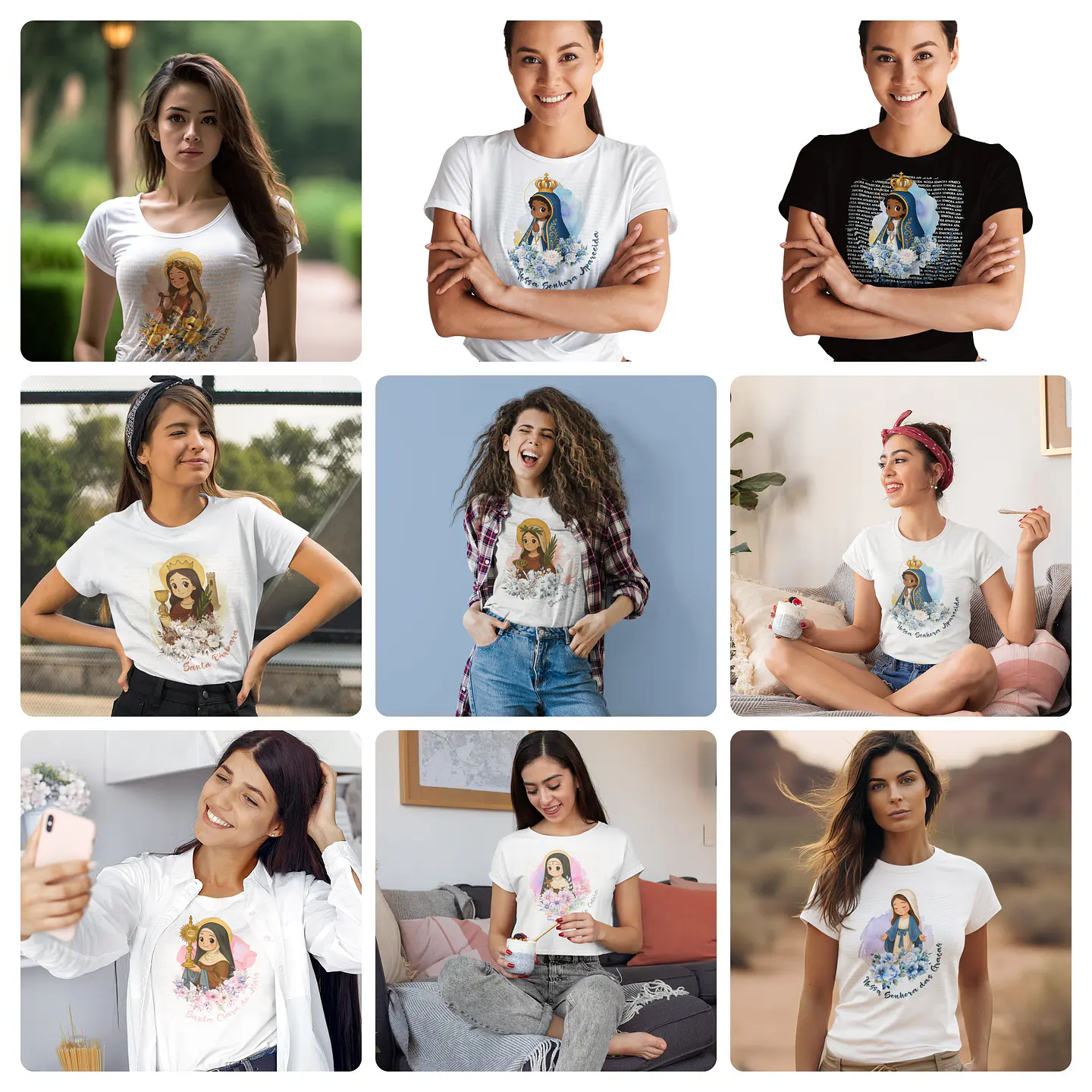 24 Artes para Camisa bag e Azulejo Santinhas Arquivo Editável  3