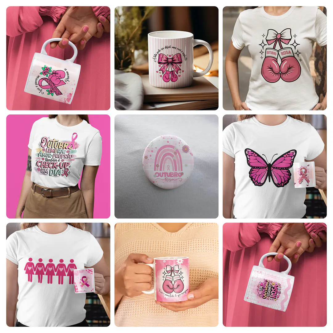 34 Artes para Caneca Outubro Rosa Arquivo em Jpg 1