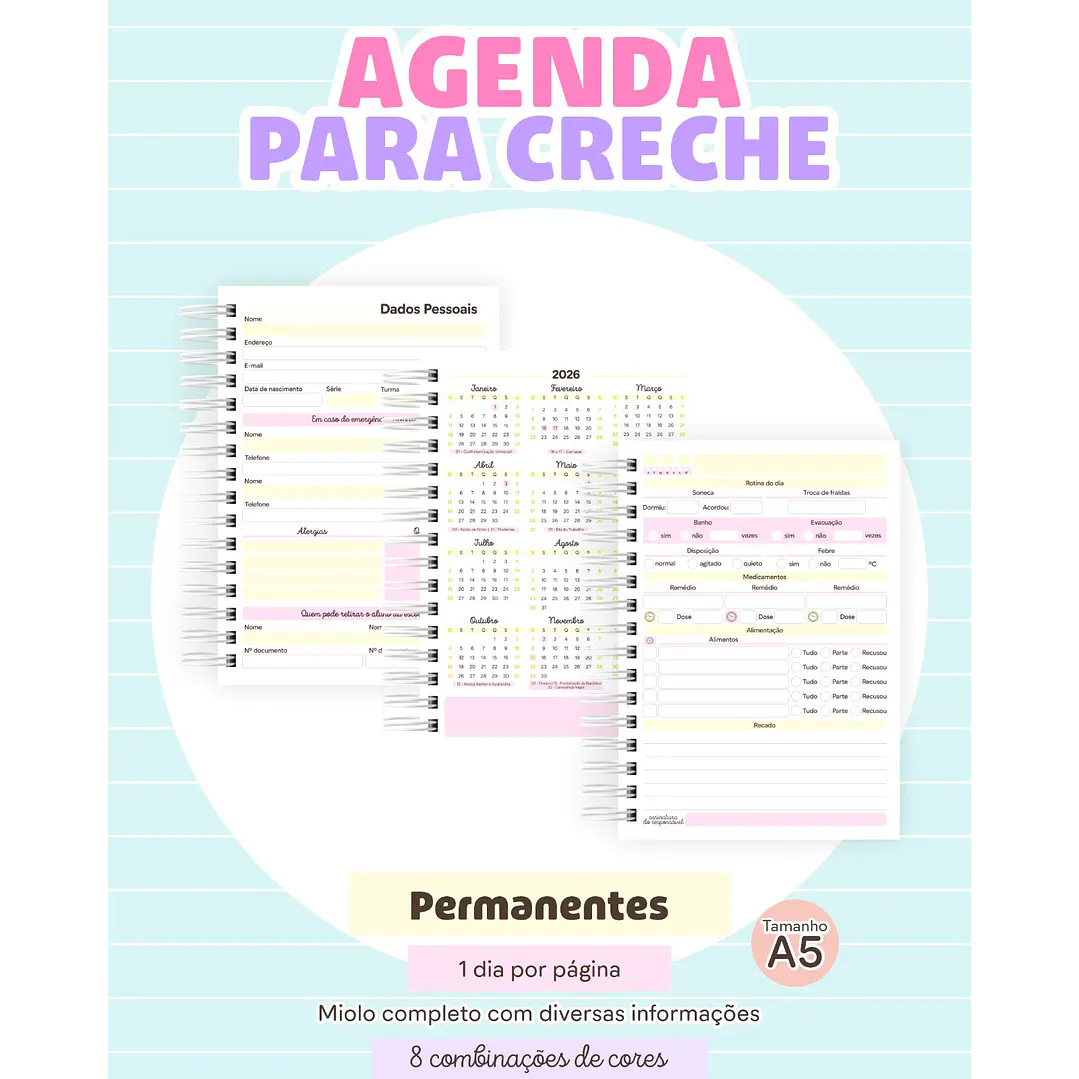 Arquivo Encadernação Agendas Escolares Neutras 2026 Arquivo em Pdf 4