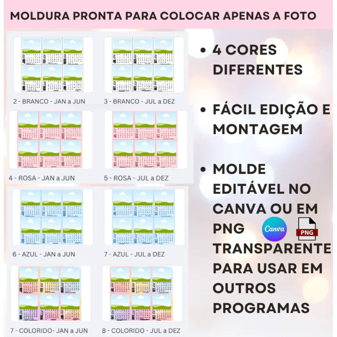 Arquivo Molde Calendário Polaroide e Base 2026 para Blocagem em Canva  4