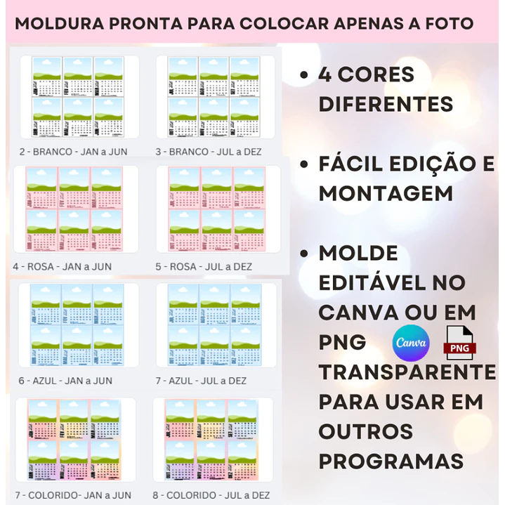 Arquivo Molde Calendário Polaroide e Base 2026 para Blocagem em Canva  4