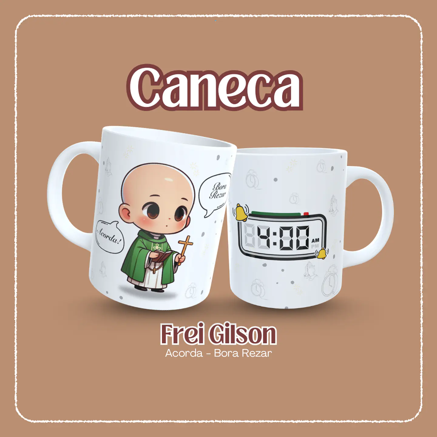 Artes Caneca Acorda Bora Rezar Arquivo Editável 1