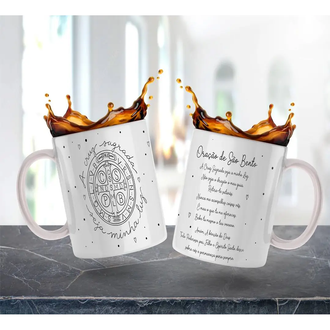 Artes Caneca Oração de São Bento Arquivo Editável 1