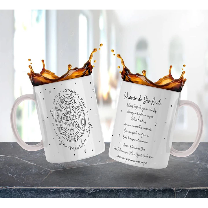 Artes Caneca Oração de São Bento Arquivo Editável 1
