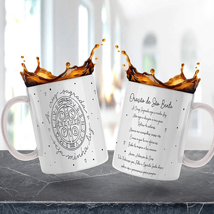 Artes Caneca Oração de São Bento Arquivo Editável