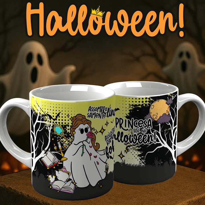 6 Artes para Caneca Princesa Halloween Arquivo em Png  2