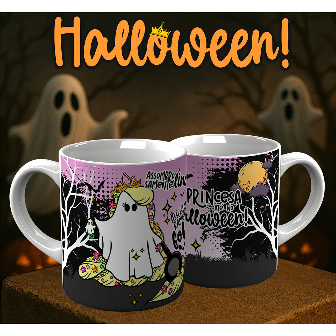 6 Artes para Caneca Princesa Halloween Arquivo em Png  4