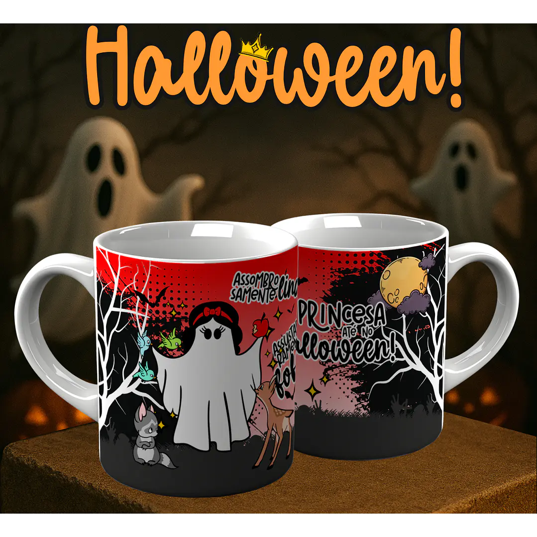 6 Artes para Caneca Princesa Halloween Arquivo em Png  5