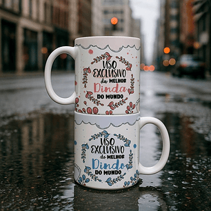 12 Artes para Caneca Dindos(a) Arquivo Editável 