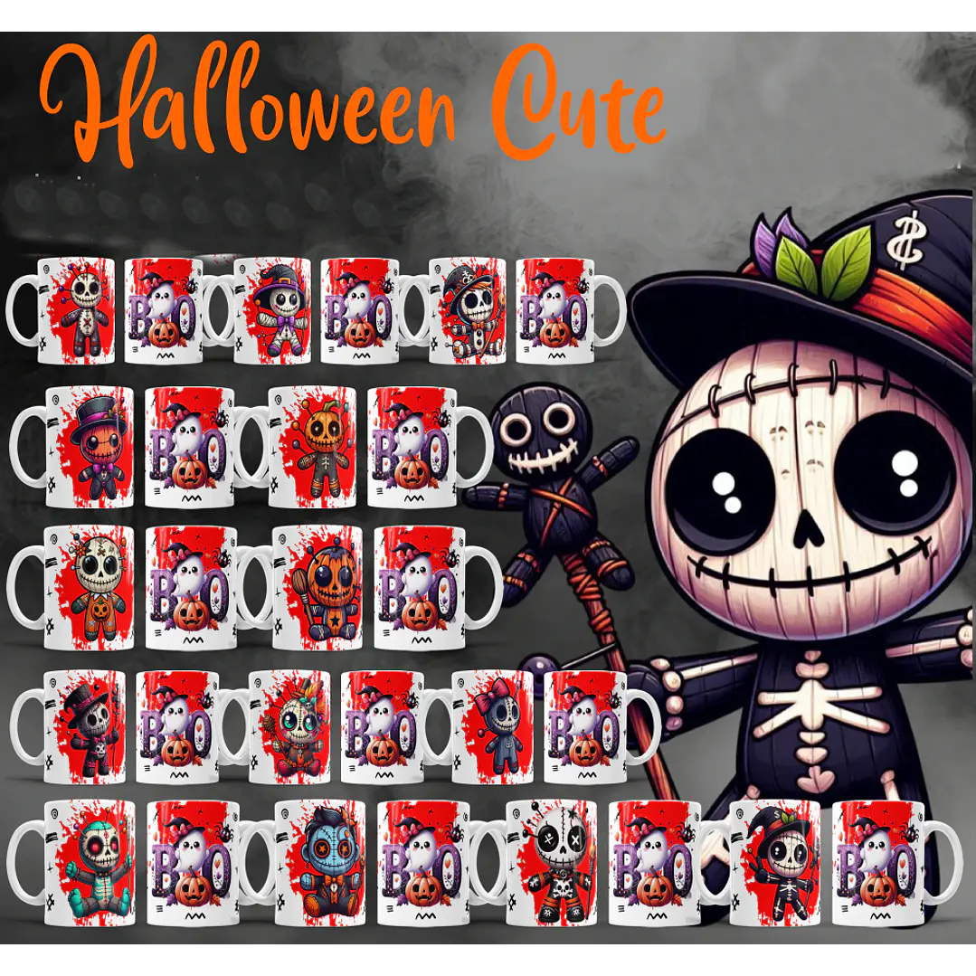 22 Artes para Caneca Halloween Cute Arquivo Editável  1