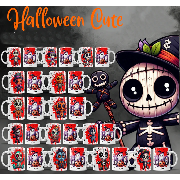 22 Artes para Caneca Halloween Cute Arquivo Editável  1