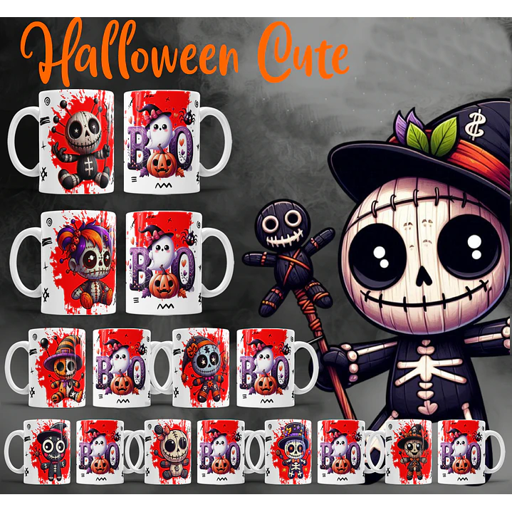 22 Artes para Caneca Halloween Cute Arquivo Editável  2