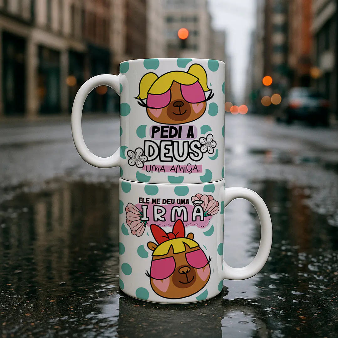 5 Artes para Caneca Amizade, Irmã Capivara Arquivo Editável  1