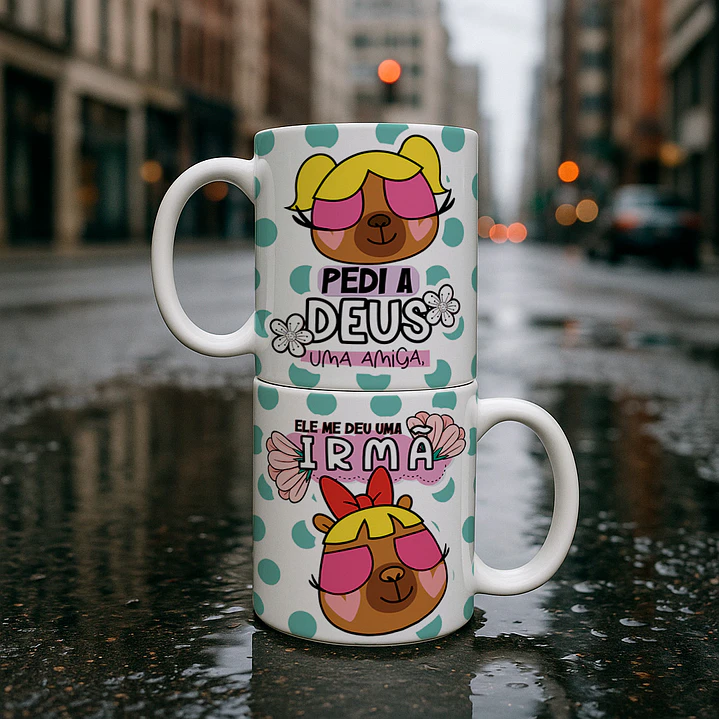 5 Artes para Caneca Amizade, Irmã Capivara Arquivo Editável  1
