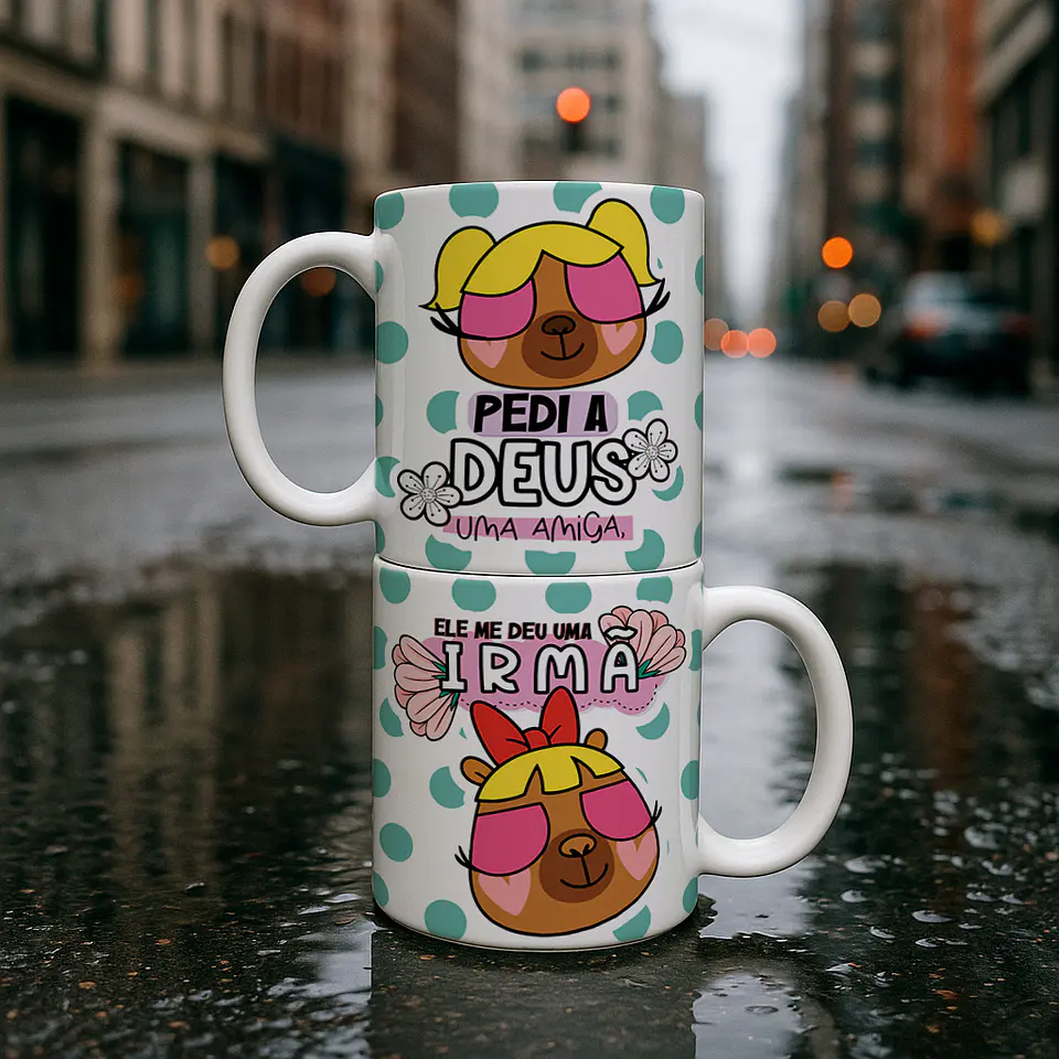 5 Artes para Caneca Amizade, Irmã Capivara Arquivo Editável  1
