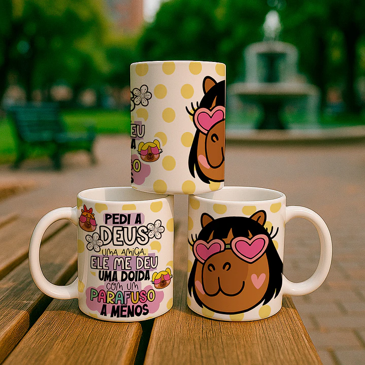 5 Artes para Caneca Amizade, Irmã Capivara Arquivo Editável  4