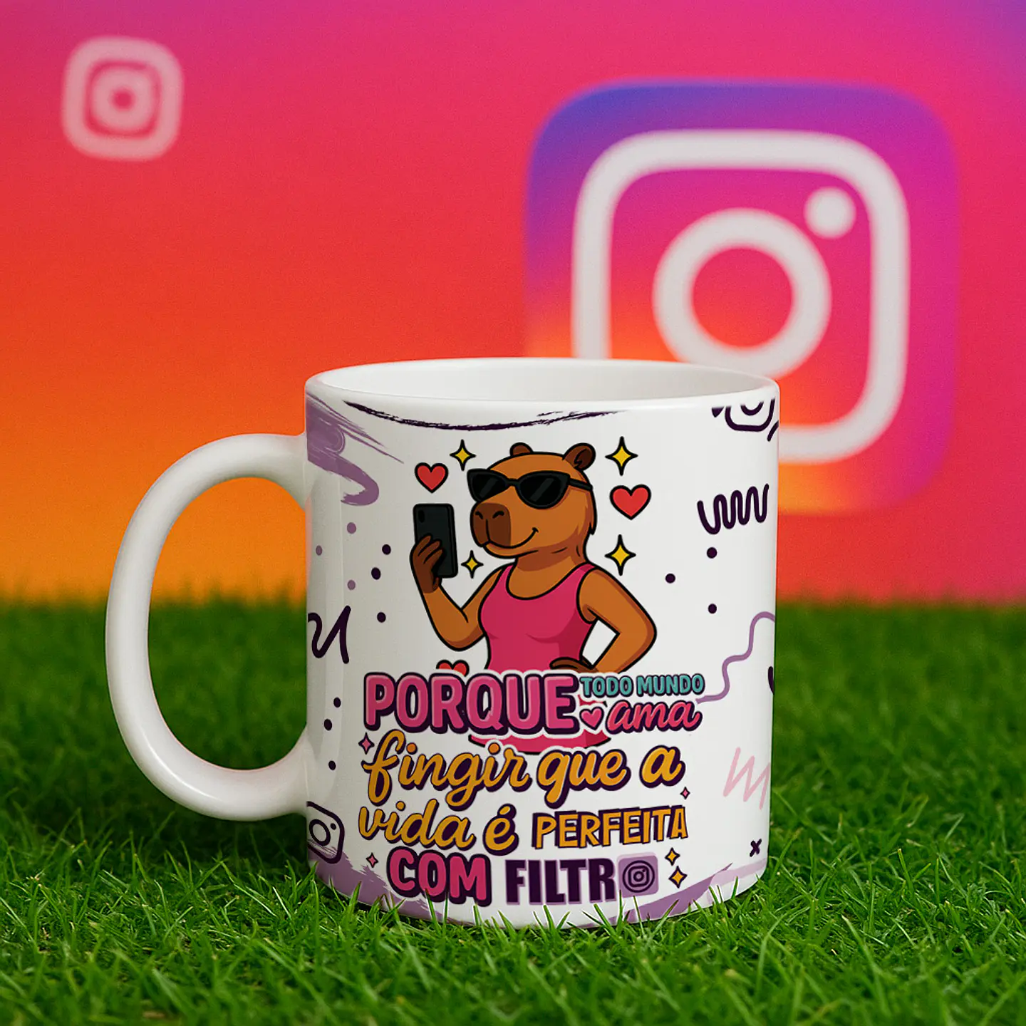 6 Artes para Caneca Capivarinha Redes Sociais Arquivo Editável  6