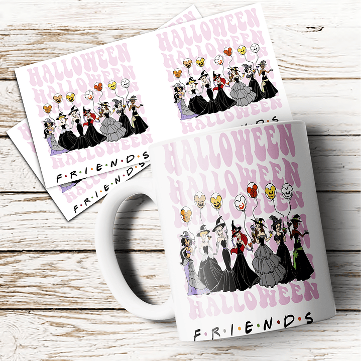 8 Artes para Caneca Halloween Personagens Arquivo em Jpg 2