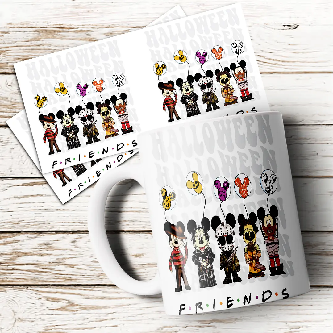 8 Artes para Caneca Halloween Personagens Arquivo em Jpg 3