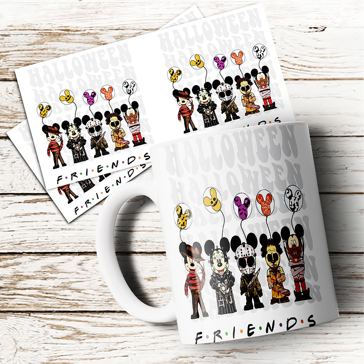 8 Artes para Caneca Halloween Personagens Arquivo em Jpg 3