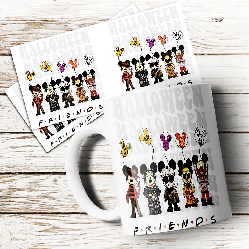 8 Artes para Caneca Halloween Personagens Arquivo em Jpg 3