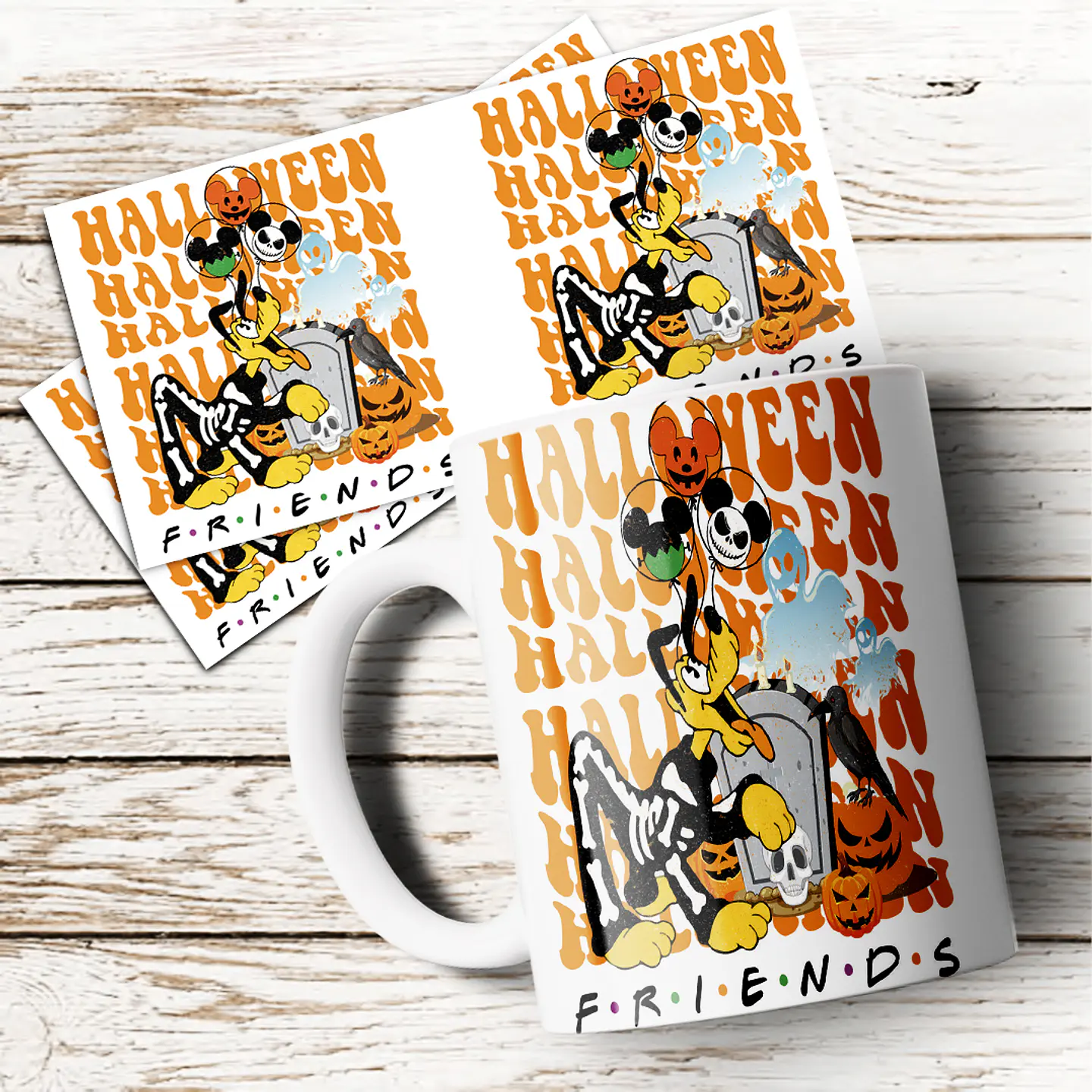8 Artes para Caneca Halloween Personagens Arquivo em Jpg 5