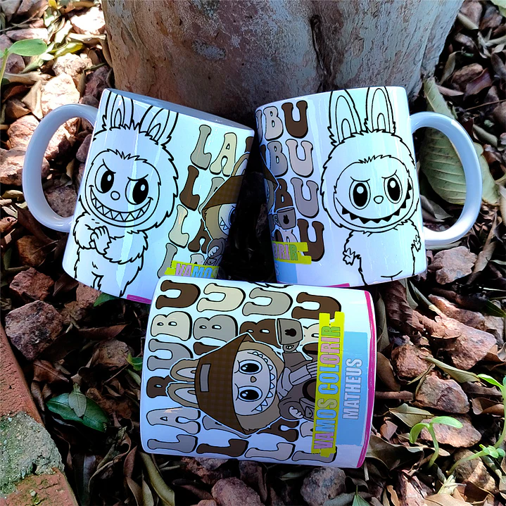 8 Artes para Caneca Labubu Caneca Colorir Arquivo Editável  5