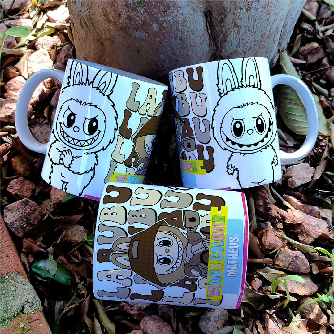8 Artes para Caneca Labubu Caneca Colorir Arquivo Editável  5