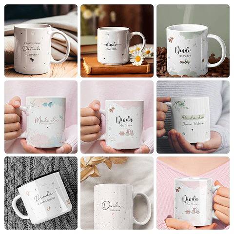 10 Artes para Caneca Dindas e Dindos Arquivo Editável 