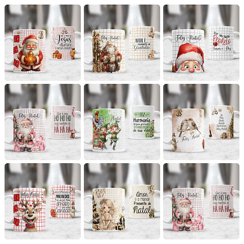 16 Artes para Caneca e Camisa De Natal Arquivo Editável 